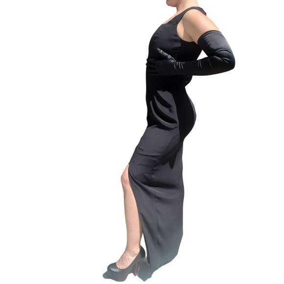 Vintage Black Montage by Mon Cheri Square-Neck Slim-Cut Gown Size 4 - Picture 2 of 16